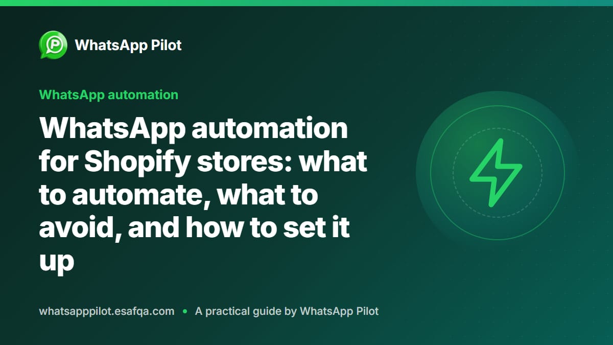 WhatsApp automation for Shopify stores: what to automate, what to avoid, and how to set it up