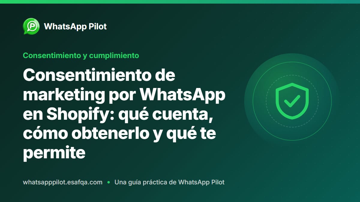 Consentimiento de marketing por WhatsApp en Shopify: qué cuenta, cómo obtenerlo y qué te permite