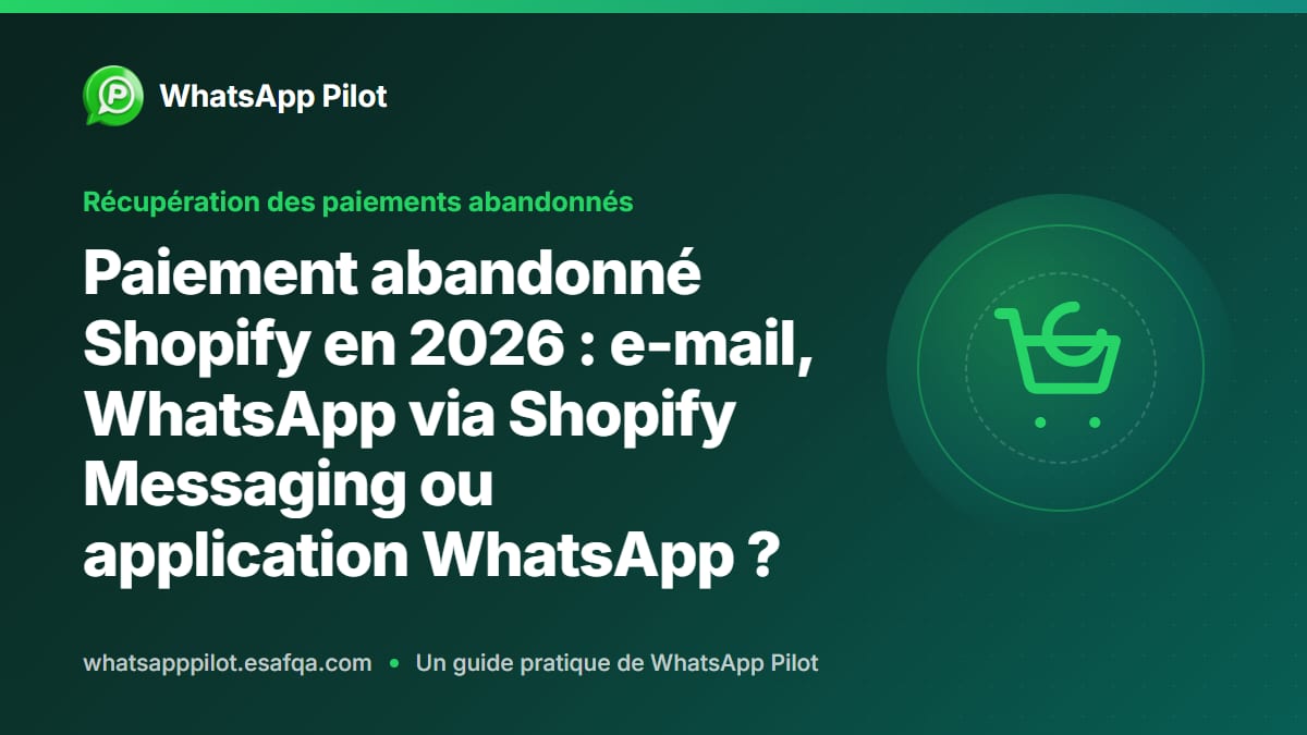 Paiement abandonné Shopify en 2026 : e-mail, WhatsApp via Shopify Messaging ou application WhatsApp ?