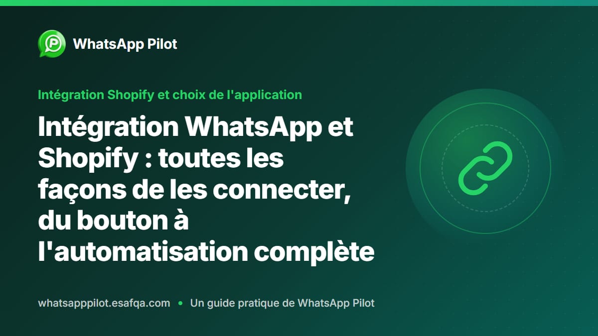 Intégration WhatsApp et Shopify : toutes les façons de les connecter, du bouton à l'automatisation complète