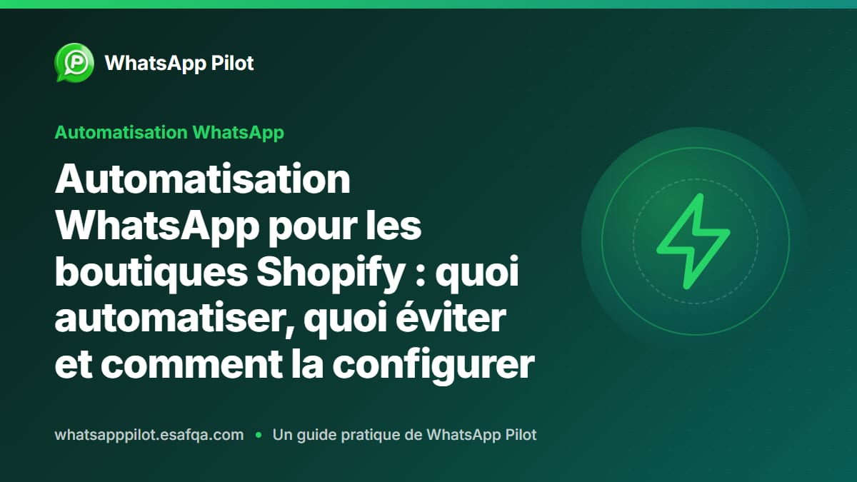 Automatisation WhatsApp pour les boutiques Shopify : quoi automatiser, quoi éviter et comment la configurer