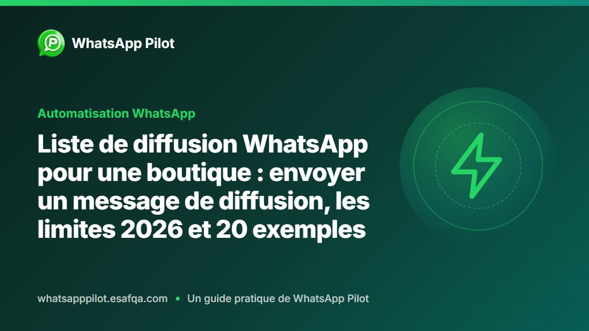Liste de diffusion WhatsApp pour une boutique : envoyer un message de diffusion, les limites 2026 et 20 exemples