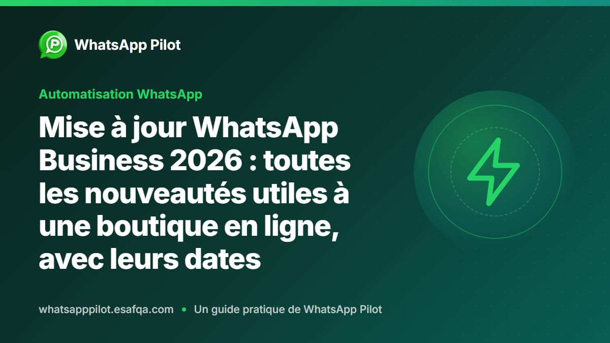 Mise à jour WhatsApp Business 2026 : toutes les nouveautés utiles à une boutique en ligne, avec leurs dates