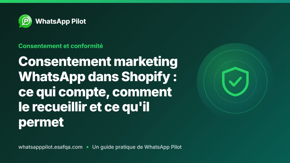 Consentement marketing WhatsApp dans Shopify : ce qui compte, comment le recueillir et ce qu'il permet
