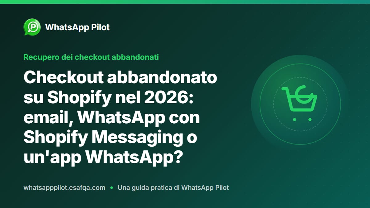 Checkout abbandonato su Shopify nel 2026: email, WhatsApp con Shopify Messaging o un'app WhatsApp?