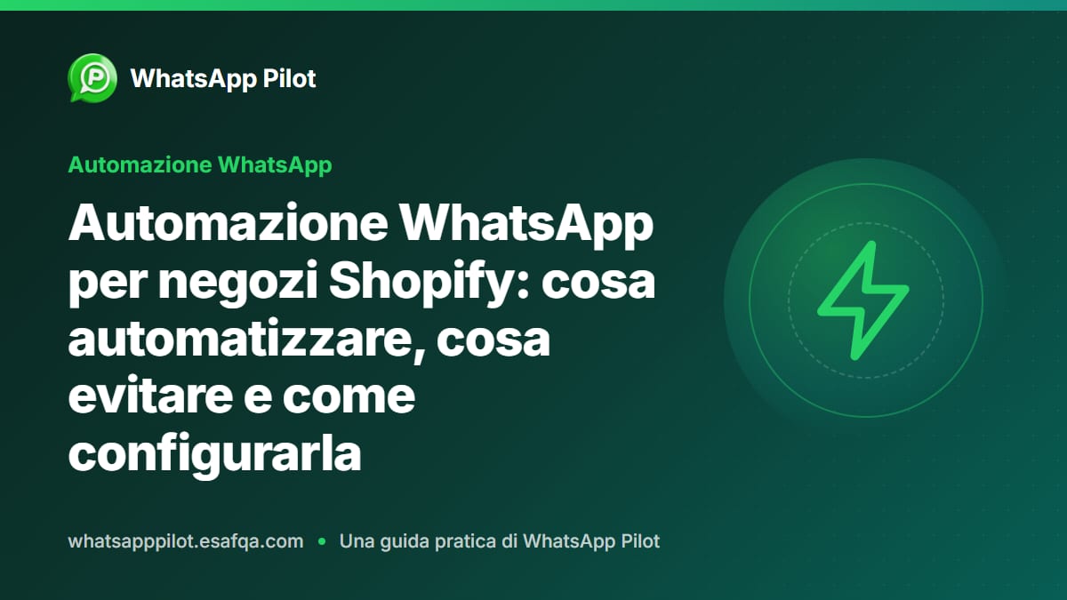 Automazione WhatsApp per negozi Shopify: cosa automatizzare, cosa evitare e come configurarla