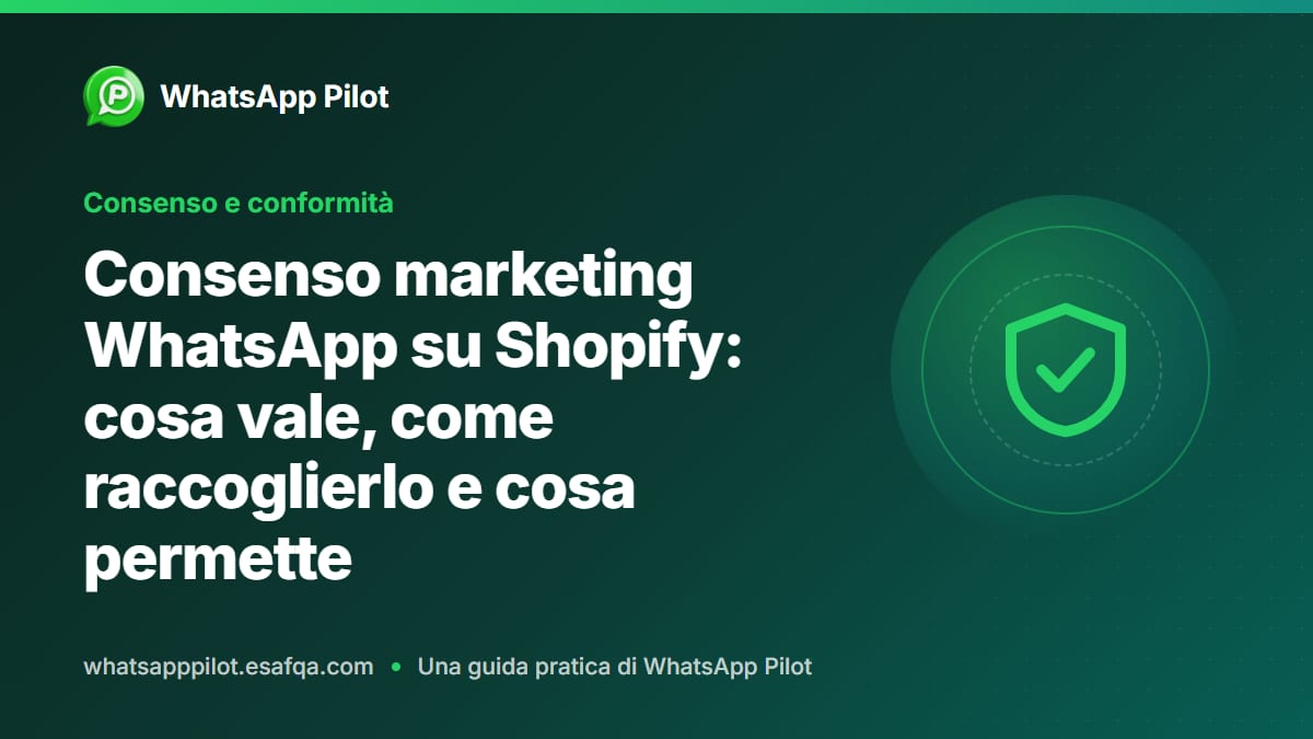 Consenso marketing WhatsApp su Shopify: cosa vale, come raccoglierlo e cosa permette