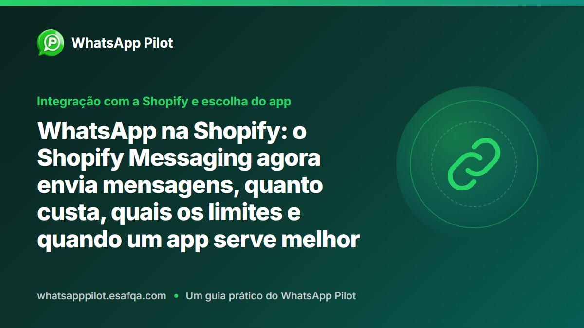 WhatsApp na Shopify: o Shopify Messaging agora envia mensagens, quanto custa, quais os limites e quando um app serve melhor