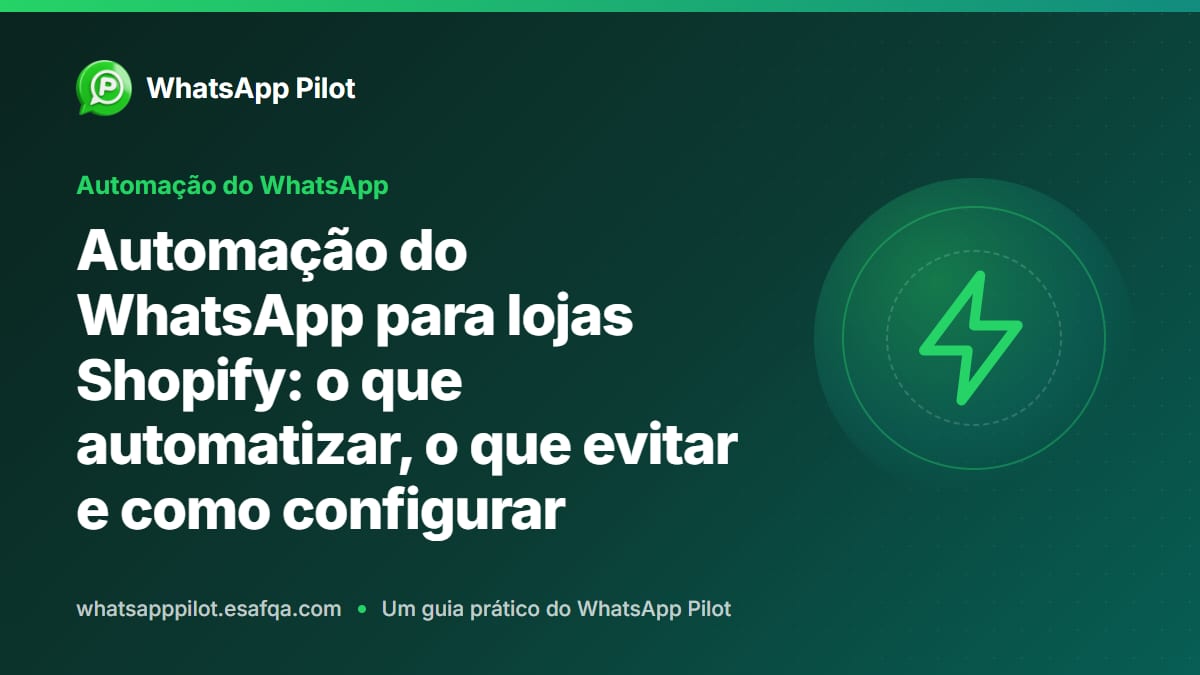 Automação do WhatsApp para lojas Shopify: o que automatizar, o que evitar e como configurar