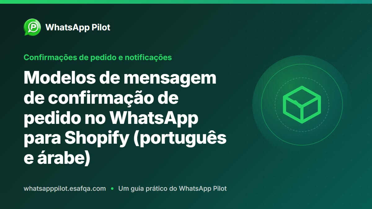 Modelos de mensagem de confirmação de pedido no WhatsApp para Shopify (português e árabe)